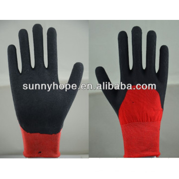 13gauge rote Nylon 3/4 beschichtete schwarze Latexhandschuhe